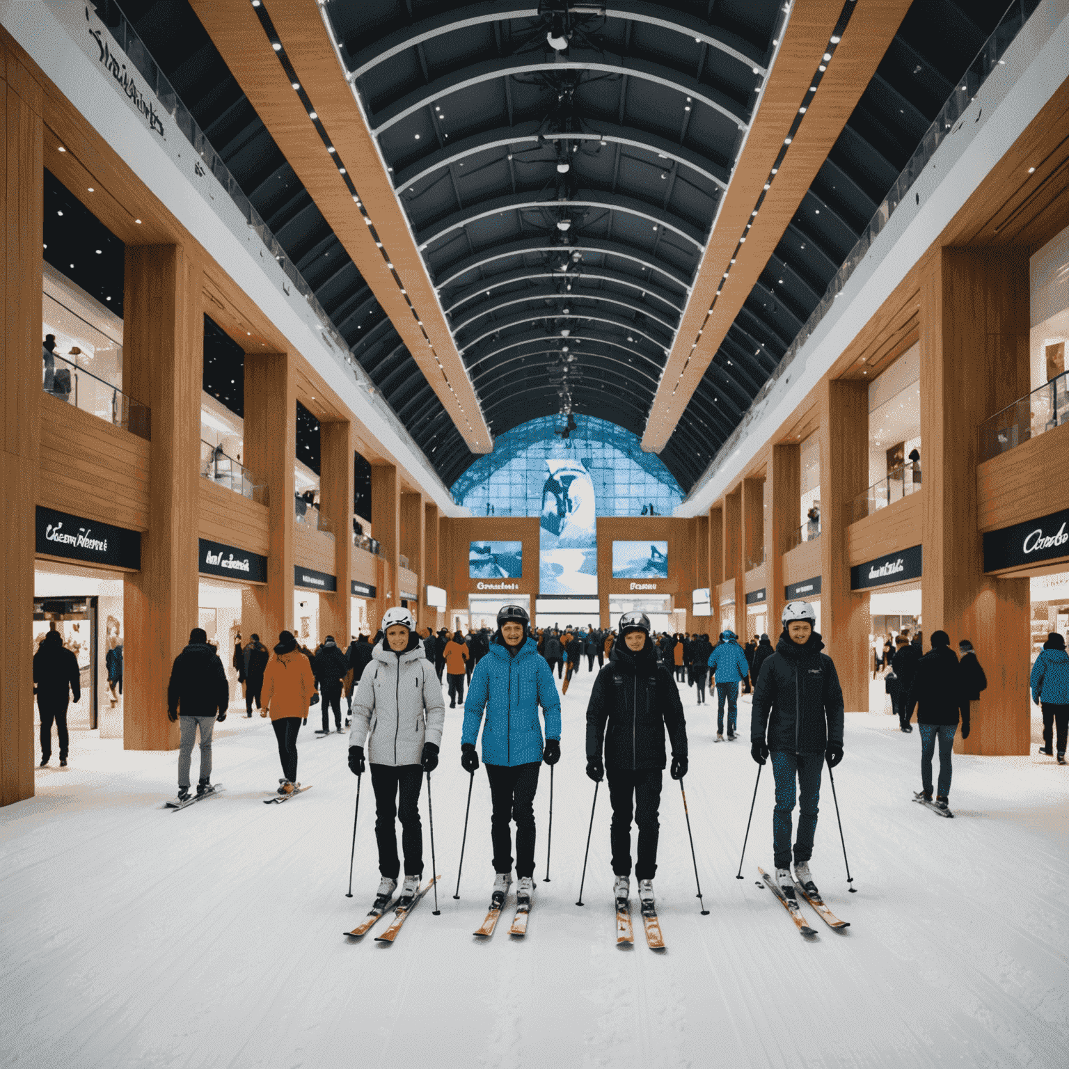 Mall of the Emirates' famous indoor ski slope Ski Dubai, juxtaposed with high-end fashion boutiques